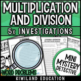 Multi-digit multiplication long division word problems grade 5 no-prep printable