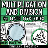 Multi-digit multiplication and long division word problems grade 5, no-prep printable