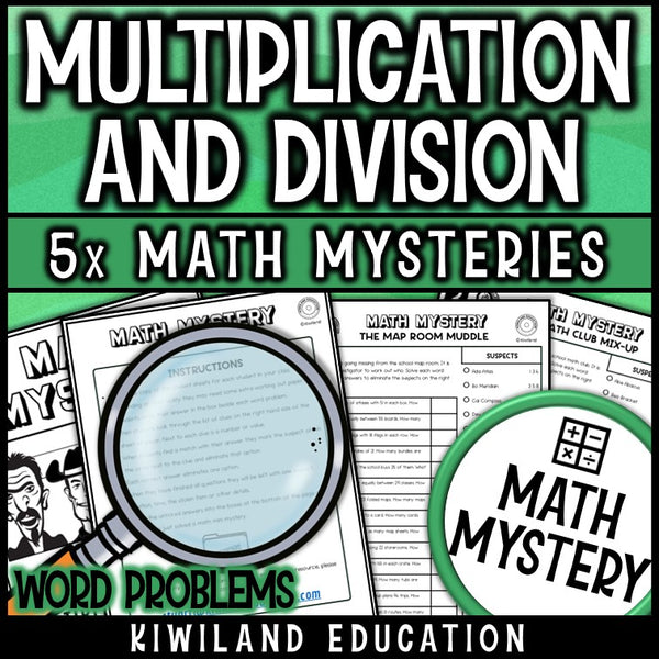Multi-digit multiplication and long division word problems grade 5, no-prep printable