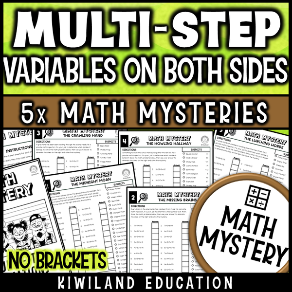 Multi-step equations with variables on both sides zombie math mystery, grades 7-10