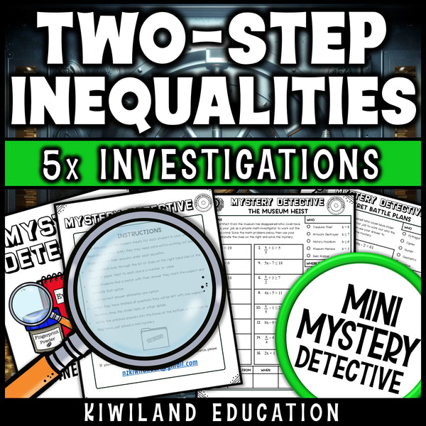 Multi step inequalities mystery detective suspect elimination