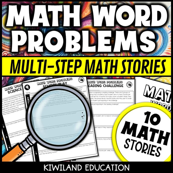 No-prep printable multi-step math word problems with answer keys for homework, morning work and test prep grades 3-5
