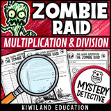 Multiplication and division basic facts clue pages zombie raid