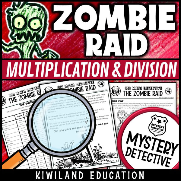 Multiplication and division basic facts clue pages zombie raid