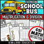 Multiplication and division CSI Math Mystery worksheets for Grades 3–5, no-prep printable detective pack