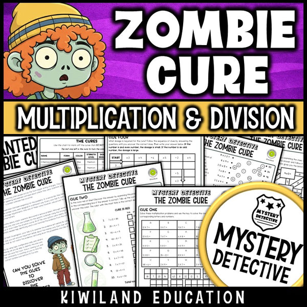 Multiplication and division facts worksheets mystery detective zombie cure 12x12