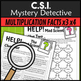 Multiplication and division facts x3 x4 clue pages mad scientist
