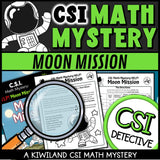 Multiplication and division clue puzzle worksheet pages - Space Moon Mission math mystery