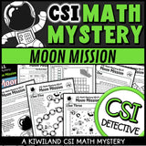 Multiplication and division CSI Math Mystery cover - Space Moon Mission, Grades 3-5 printable PDF