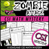 Multiplication and division CSI Math Mystery cover - Zombie Attack, Grades 3-5 printable PDF