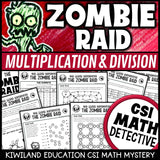 Multiplication and division CSI Math Mystery cover - Zombie Raid, Grades 3-5 printable PDF
