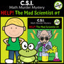 Multiplication and division facts CSI Math Mystery cover - Mad Scientist x2 x5, Grades 2-4