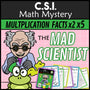 Multiplication and division facts CSI Math Mystery cover, Mad Scientist x2 and x5, Grades 2 to 4