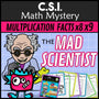 Multiplication and division facts CSI Math Mystery cover - Mad Scientist x8 x9, Grades 2-4