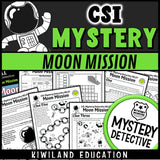 Multiplication division mystery detective grades 3-5 space moon mission