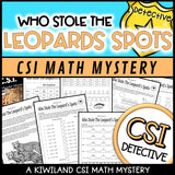 Multiplication, division and rounding clue worksheet pages - Leopard's Spots math mystery