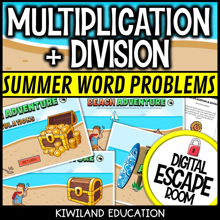 Solving multiplication and division word problems escape room challenge