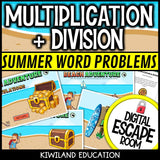 Solving multiplication and division word problems escape room challenge