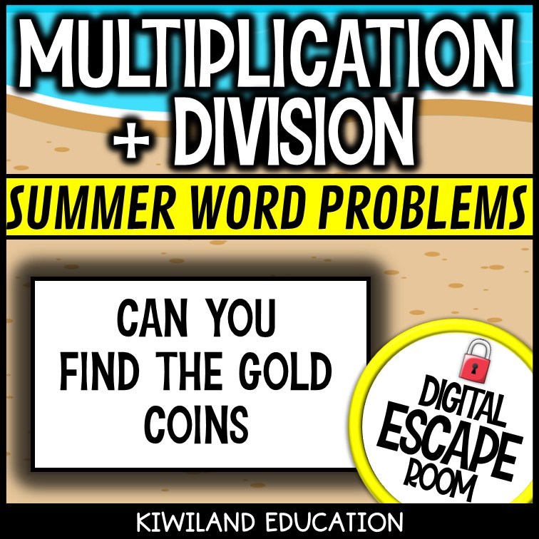 Multiplication and division word problems digital escape room – Grades 3–4