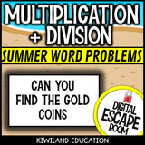 Multiplication and division word problems digital escape room – Grades 3–4