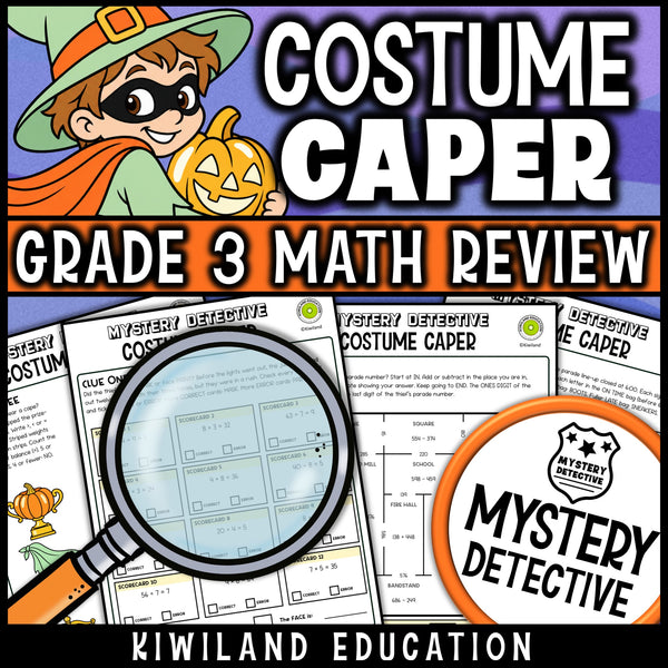 Multiplication facts addition subtraction regrouping 3rd grade math review Halloween