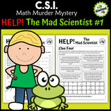 Multiplication maze and division cryptogram pages - Mad Scientist math mystery