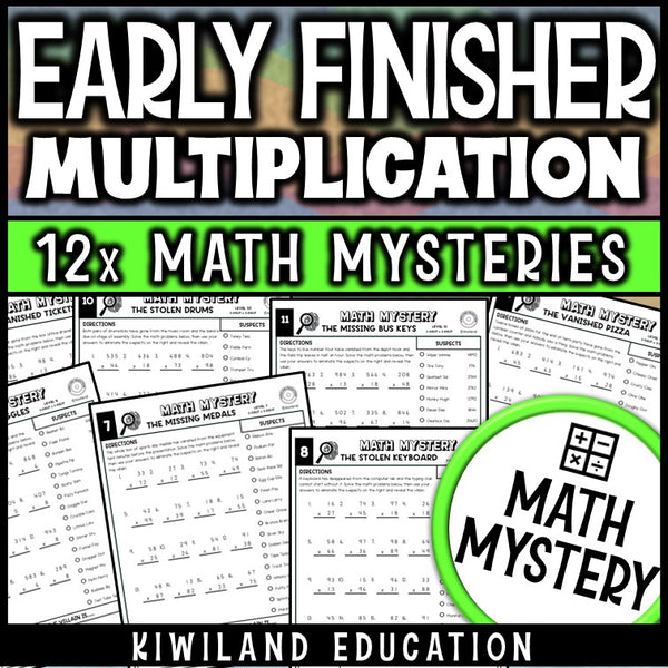 Multiplication practice for grades 3 to 6, early finisher activities, no prep printable