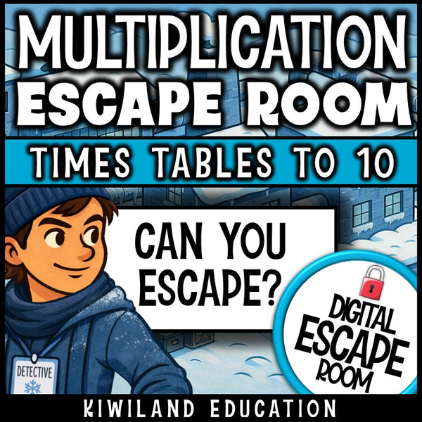 No-prep winter multiplication times tables escape room activity