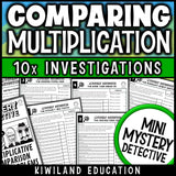 Multiplicative comparison worksheets for 4th grade math, ten no prep word problem cases with a dinosaur museum theme
