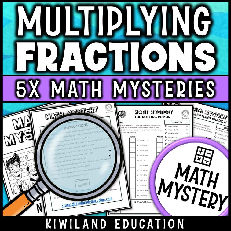 Multiply a fraction by a whole number activity for grades 4 to 6