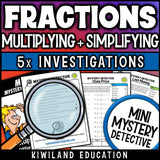 Multiply fractions unlike denominators mystery detective cases