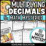 Multiplying decimals math mystery worksheets cover