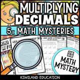Multiplying decimals math mystery worksheet sample page