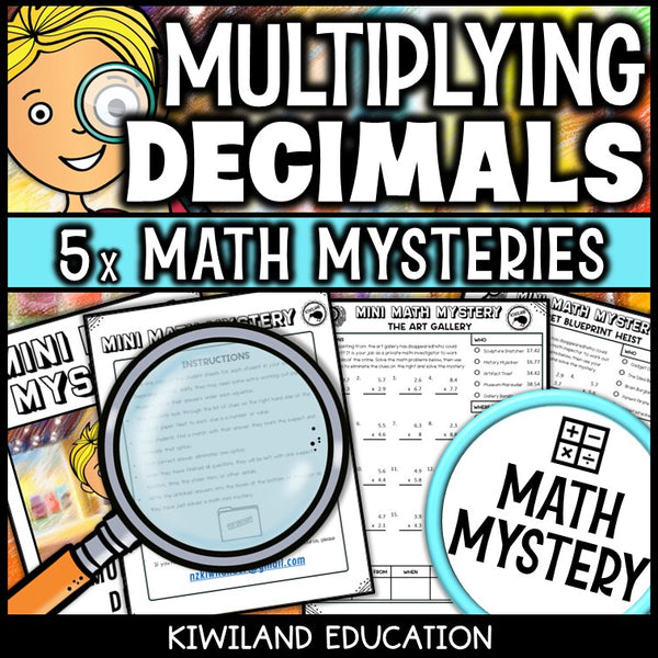 Multiplying decimals math mystery worksheet sample page