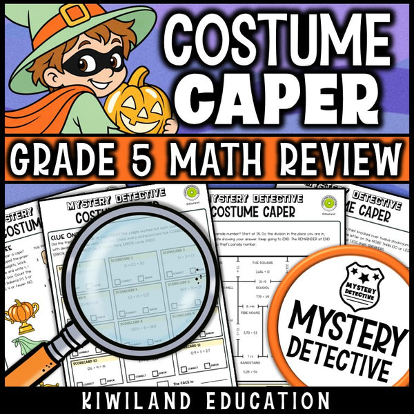 Multiplying dividing decimals long division 5th grade math spiral review Halloween