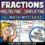 Multiplying fractions with simplifying math mystery worksheets cover