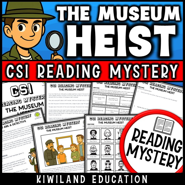 The Museum Heist fiction reading mystery cover for grades 3-6