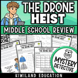 Mystery detective middle school review 6th 7th 8th grade integers equations