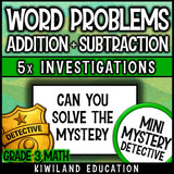 Mystery detective word problems self-checking answer keys early finishers