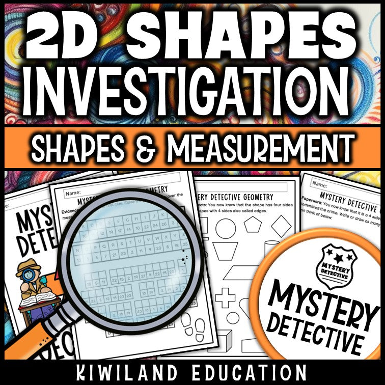 Naming and drawing 4 sided shapes clue pages detective case