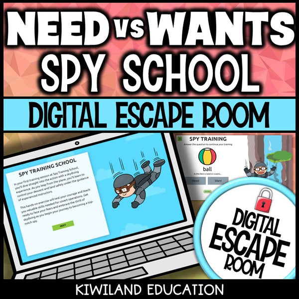 Needs & Wants Digital Escape Room cover – Kiwiland Education