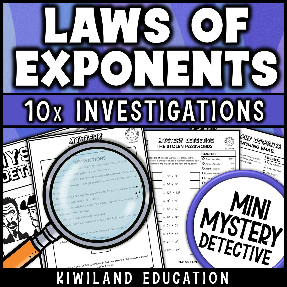 Negative and zero exponents math centers with teacher instructions and a reference page of the exponent rules