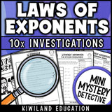 Negative and zero exponents math centers with teacher instructions and a reference page of the exponent rules
