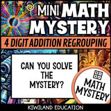 New Year 4-digit addition math mystery activity preview