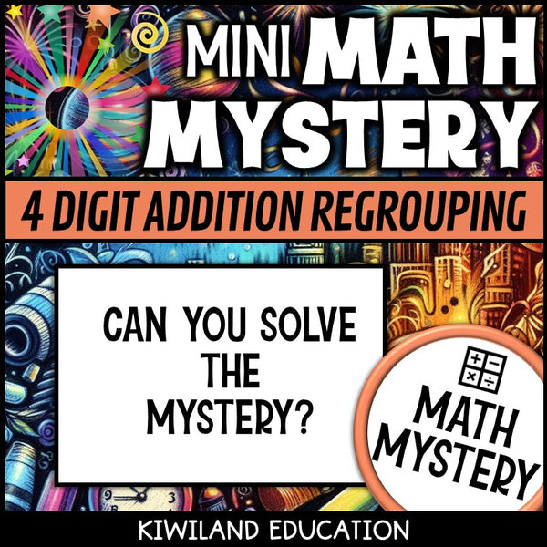New Year 4-digit addition math mystery activity preview