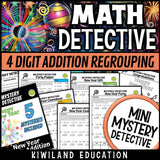 New years 4-digit addition with regrouping worksheets