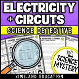 NGSS-aligned electricity and circuits classroom mystery with CSI-style science clues