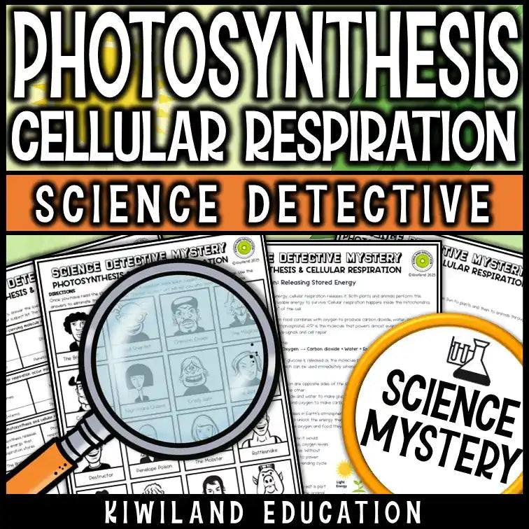 Students reading a photosynthesis and cellular respiration science mystery passage with questions
