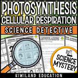 Students reading a photosynthesis and cellular respiration science mystery passage with questions