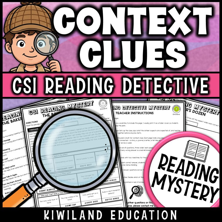 No prep context clues worksheets with self checking answer keys for literacy centers